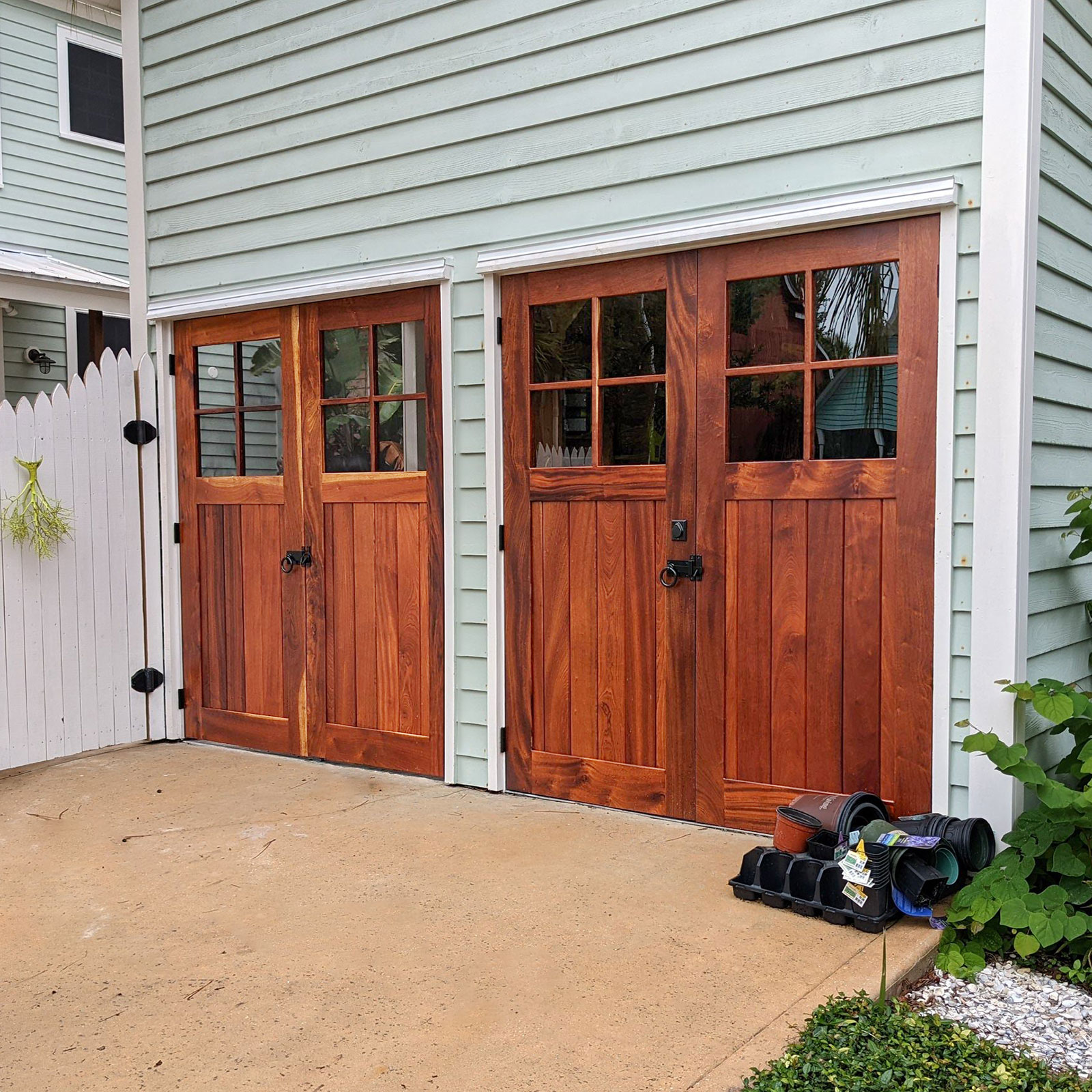 Handmade garage doors in historic downtown home